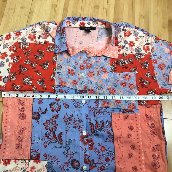 NWT Forever 21 Floral Patternblock Shirt Medium - Picture 7 of 8